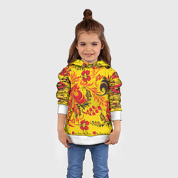 Толстовка-худи детская Хохломская Роспись Цветы, цвет: 3D-белый — фото 2