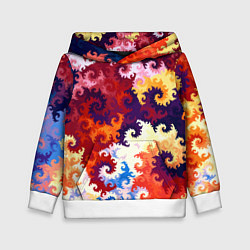 Толстовка-худи детская Красочный фрактальный паттерн Fashion trend, цвет: 3D-белый