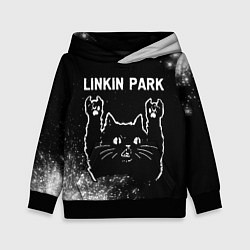 Толстовка-худи детская Группа Linkin Park и Рок Кот, цвет: 3D-черный