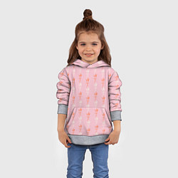 Толстовка-худи детская Веточки лаванды розовый паттерн, цвет: 3D-меланж — фото 2