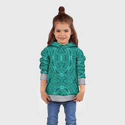 Толстовка-худи детская Бирюзовый восточный ажурный узор, цвет: 3D-меланж — фото 2