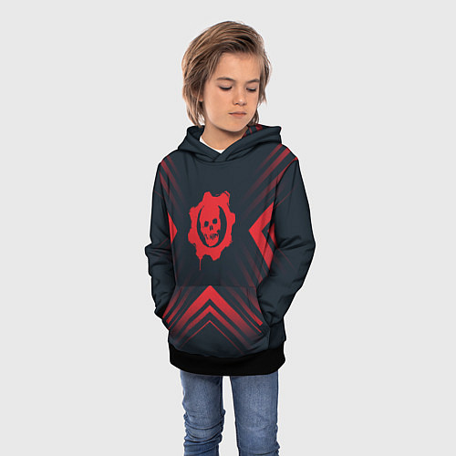 Детская толстовка Красный Символ Gears of War на темном фоне со стре / 3D-Черный – фото 3