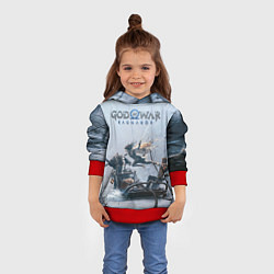 Толстовка-худи детская Кратос, Атрей и Фрея GOW Ragnarok, цвет: 3D-красный — фото 2