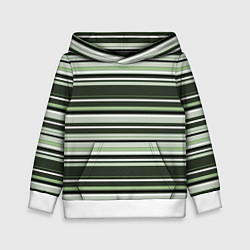Детская толстовка Горизонтальные зеленые белые полосы