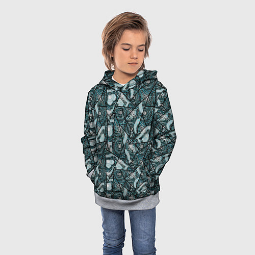 Детская толстовка Гранжевый абстрактный узор на темно сером фоне / 3D-Меланж – фото 3