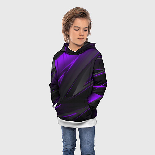 Детская толстовка Geometry Черный и фиолетовый / 3D-Белый – фото 3