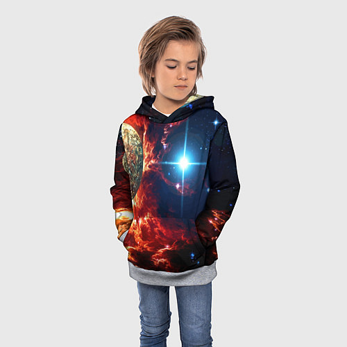 Детская толстовка Яркая звезда в космическом пространстве / 3D-Меланж – фото 3