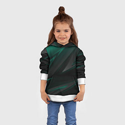 Толстовка-худи детская Бирюзовый черный фон, цвет: 3D-белый — фото 2