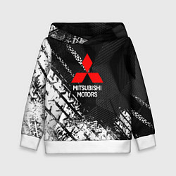 Толстовка-худи детская Mitsubishi - След протектора, цвет: 3D-белый