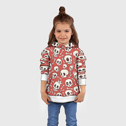 Толстовка-худи детская Черепа на красном фоне, цвет: 3D-белый — фото 2