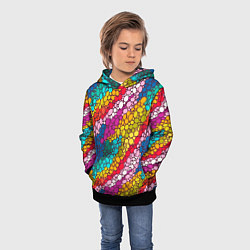 Толстовка-худи детская Абстракция - радужное настроение, цвет: 3D-черный — фото 2