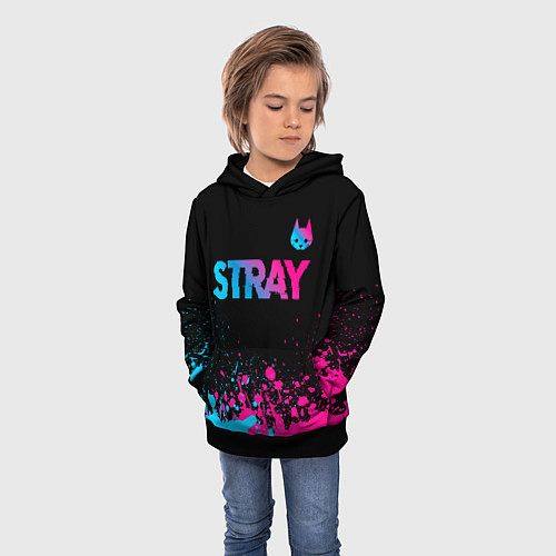 Детская толстовка Stray - neon gradient logo / 3D-Черный – фото 3