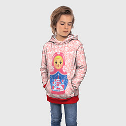 Толстовка-худи детская Матрешка в узорах, цвет: 3D-красный — фото 2