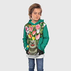 Толстовка-худи детская Фрида Кало - Арт Портрет, цвет: 3D-белый — фото 2