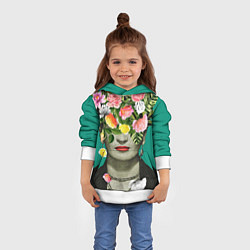 Толстовка-худи детская Фрида Кало - Арт Портрет, цвет: 3D-белый — фото 2