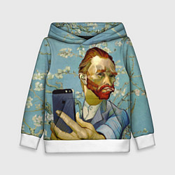 Толстовка-худи детская Ван Гог Селфи - Арт Портрет, цвет: 3D-белый