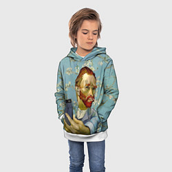 Толстовка-худи детская Ван Гог Селфи - Арт Портрет, цвет: 3D-белый — фото 2