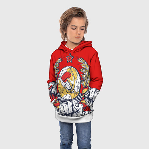 Детская толстовка СССР серп и молот герб / 3D-Белый – фото 3