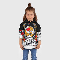 Толстовка-худи детская Герб СССР на черном фоне, цвет: 3D-белый — фото 2