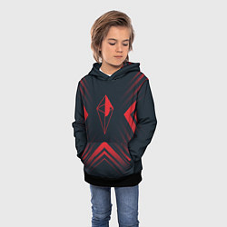 Толстовка-худи детская Красный символ No Mans Sky на темном фоне со стрел, цвет: 3D-черный — фото 2
