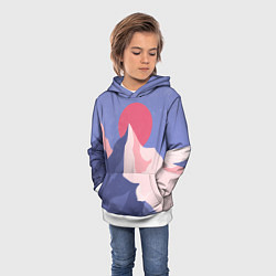 Толстовка-худи детская Пейзаж гор и леса в стиле ретро, цвет: 3D-белый — фото 2