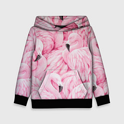 Толстовка-худи детская Pink Flamingos, цвет: 3D-черный