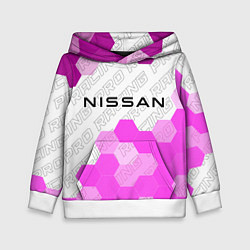 Толстовка-худи детская Nissan pro racing: символ сверху, цвет: 3D-белый