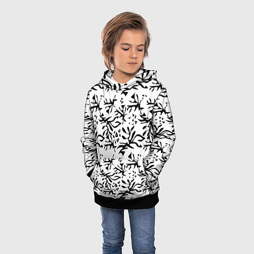 Детская толстовка Черно белый абстрактный модный узор / 3D-Черный – фото 3