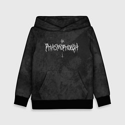 Толстовка-худи детская Phasmophobia пентаграмма и крест на сером фоне, цвет: 3D-черный