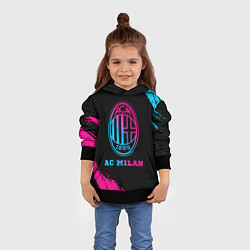 Толстовка-худи детская AC Milan - neon gradient, цвет: 3D-черный — фото 2