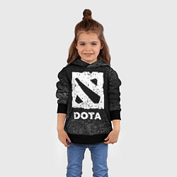 Толстовка-худи детская Dota с потертостями на темном фоне, цвет: 3D-черный — фото 2