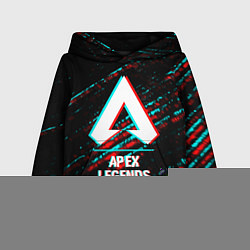 Толстовка-худи детская Apex Legends в стиле glitch и баги графики на темн, цвет: 3D-черный