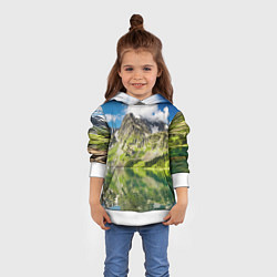 Толстовка-худи детская Живописное горное озеро, цвет: 3D-белый — фото 2