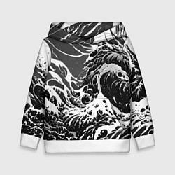 Детская толстовка Черно-белые волны