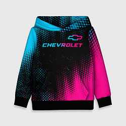 Толстовка-худи детская Chevrolet - neon gradient: символ сверху, цвет: 3D-черный