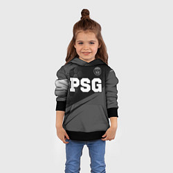 Толстовка-худи детская PSG sport на темном фоне: символ сверху, цвет: 3D-черный — фото 2