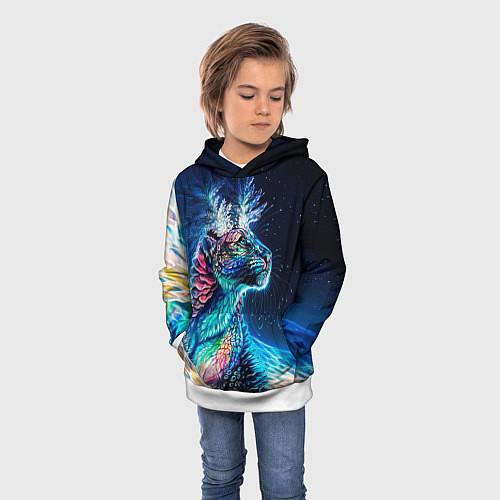 Детская толстовка Неоновый сказочный леопард / 3D-Белый – фото 3