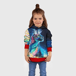 Толстовка-худи детская Неоновый сказочный леопард, цвет: 3D-красный — фото 2