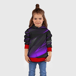 Толстовка-худи детская Черно-фиолетовая геометрическая абстракция, цвет: 3D-красный — фото 2