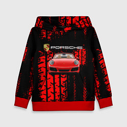 Толстовка-худи детская Porsche - авто, цвет: 3D-красный