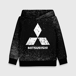 Толстовка-худи детская Mitsubishi с потертостями на темном фоне, цвет: 3D-черный