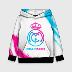 Толстовка-худи детская Real Madrid neon gradient style, цвет: 3D-черный