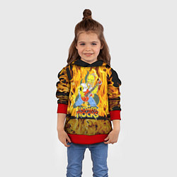 Толстовка-худи детская Гомер Симпсон - соло на гитаре!, цвет: 3D-красный — фото 2