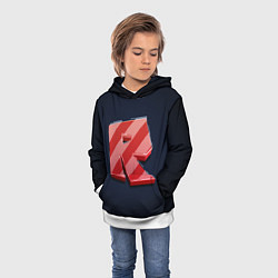 Толстовка-худи детская Roblox red - Роблокс полосатый логотип, цвет: 3D-белый — фото 2