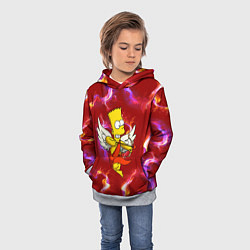 Толстовка-худи детская Барт Симпсон стреляет из лука в сердце, цвет: 3D-меланж — фото 2