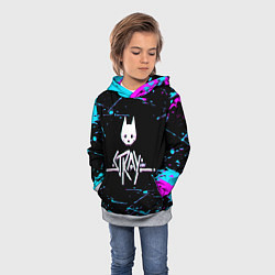 Толстовка-худи детская Stray - краска - neon, цвет: 3D-меланж — фото 2