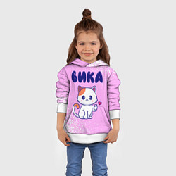 Толстовка-худи детская Вика кошечка с сердечком, цвет: 3D-белый — фото 2
