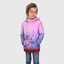 Толстовка-худи детская BTS красивые бабочки, цвет: 3D-красный — фото 2