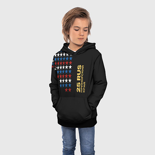Детская толстовка 25 RUS Приморский край / 3D-Черный – фото 3