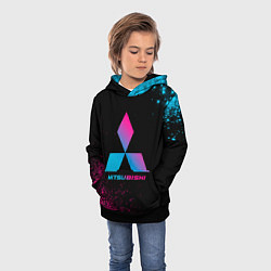 Толстовка-худи детская Mitsubishi - neon gradient, цвет: 3D-черный — фото 2
